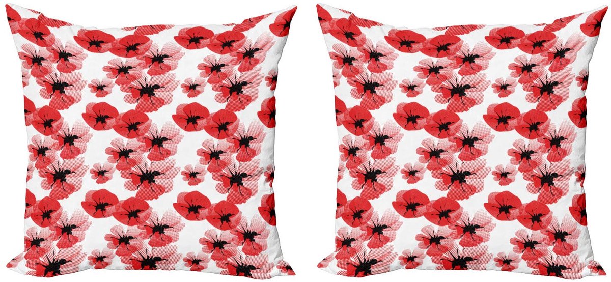ABAKUHAUS Kussenhoes – 50x50 cm – Dubbelzijdig Bedrukt – Microvezel – Vermiljoen zwart-wit Vermilion