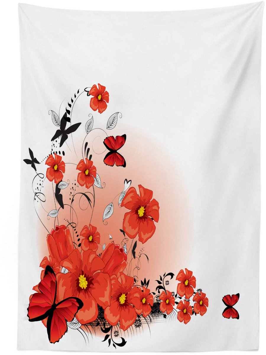 ABAKUHAUS tafelkleed – Cartoon klaproos – 140x200 cm – Satin