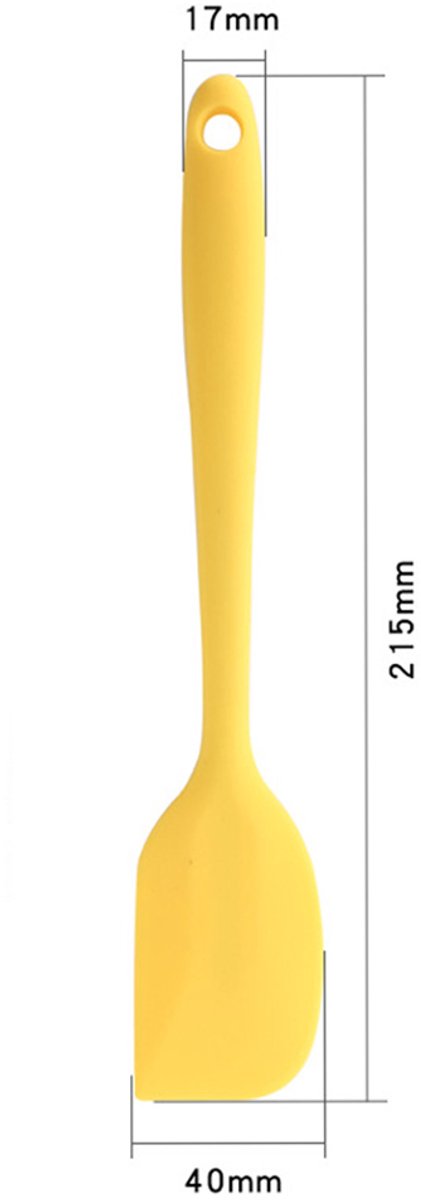Siliconen spatel - Pannenlikker - Hittebestendig - Vaatwasserbestendig - BPA vrij - Siliconen - 21 cm - Geel - Kookgerei - Jonyx