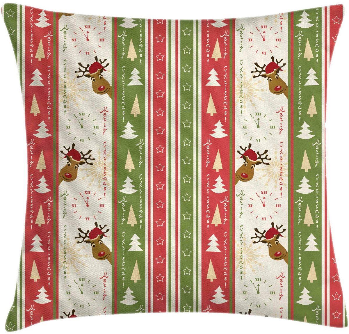 ABAKUHAUS Kerstkussenhoes 45x45 cm – Dubbelzijdig bedrukt, rits Groen