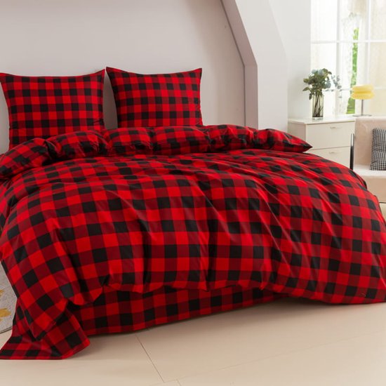 Cotton Market - Set de lit - Motif bûcheron - 160 x 200 cm - Mélange microfibre/coton et fermeture éclair