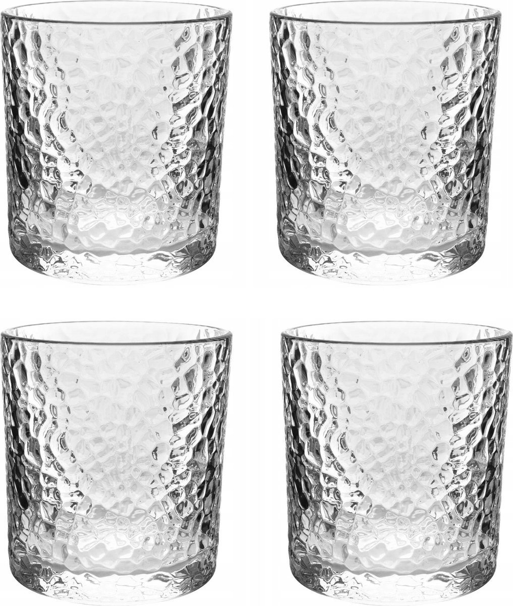 Set van 4 whiskey glazen - whisky glazen - 4x 230ml Glas - Cadeau voor Man & Vrouw Incl. Spesely® Cocktail Recepten