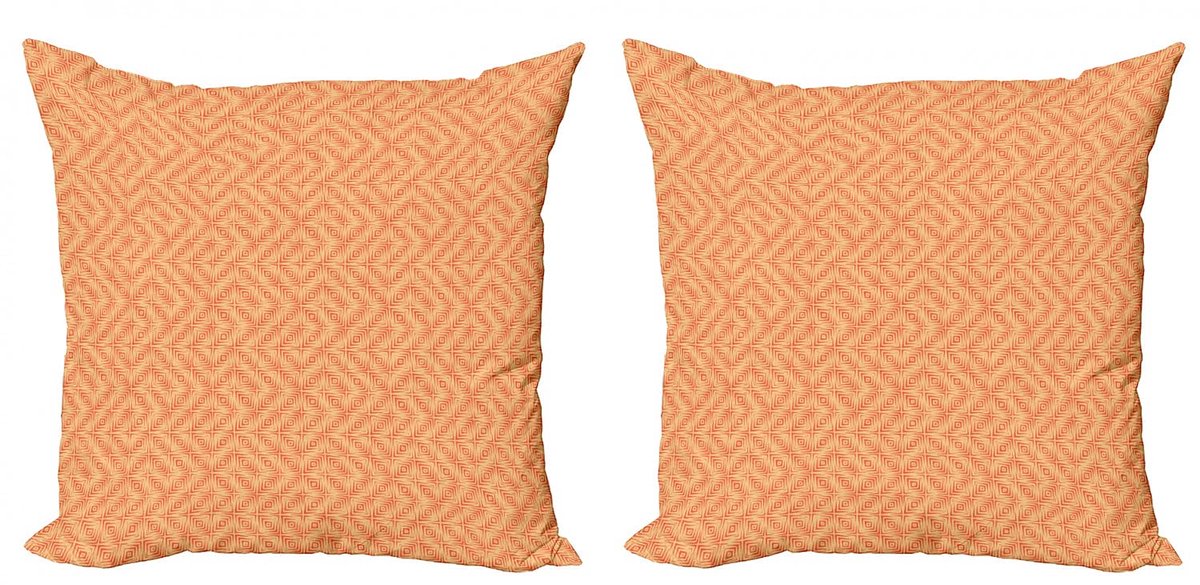 ABAKUHAUS Geometrische kussenhoes – 2x40x40 cm – microvezel – bleek oranje Blasse Oranje Vermilion