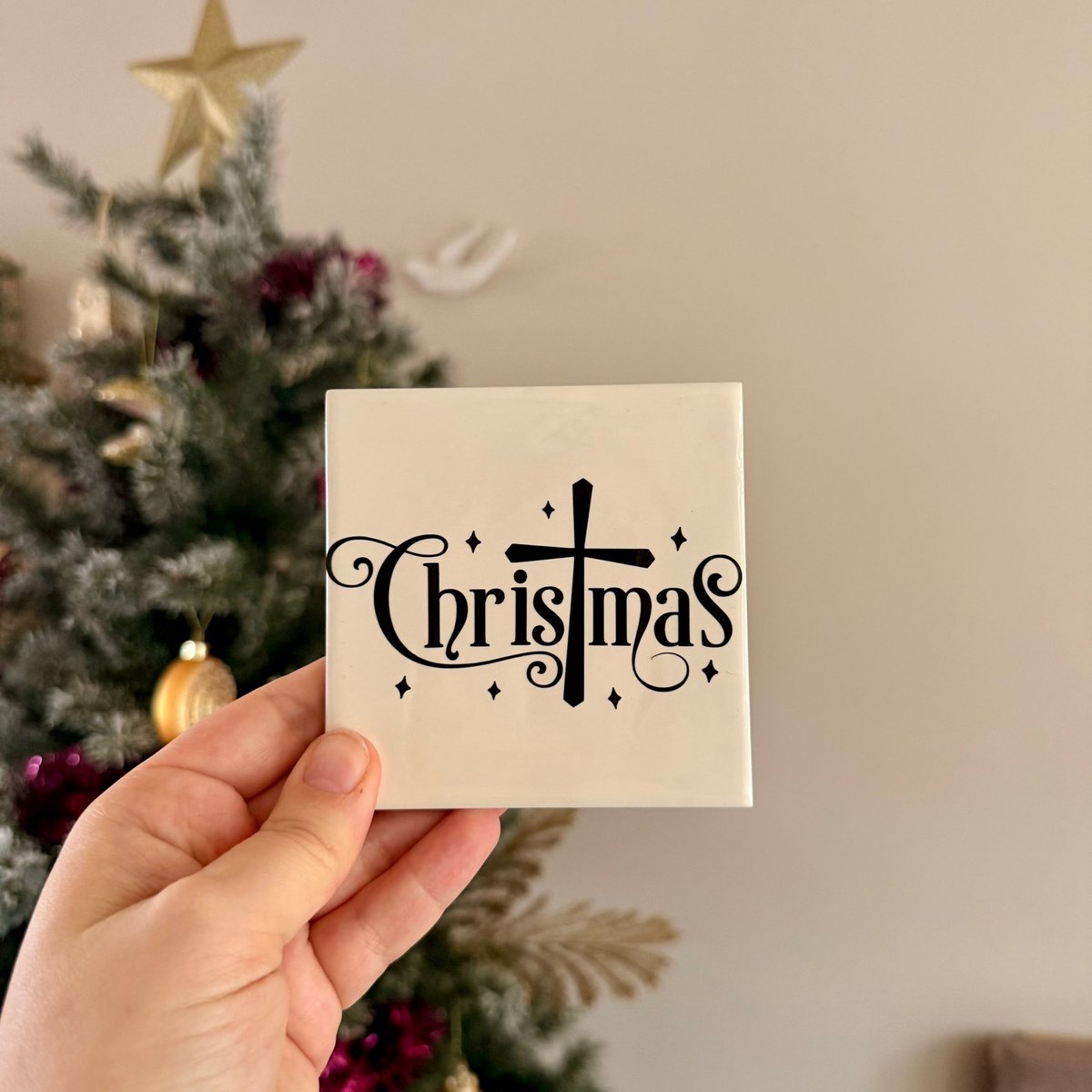 Wij & Blij - Christmas - tegeltje - spreuktegel - kerst - december - christelijk - geloof - cadeau - kleinigheidje - interieur - decoratie - beige