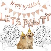 Verjaardags set voor de hond Goud - Verjaardagsset voor de hond Goud - Hond Verjaardag Feestartikelen - Huisdier Feestdecoratie - Hond Poot Print Ballonnen - Verjaardagslinger