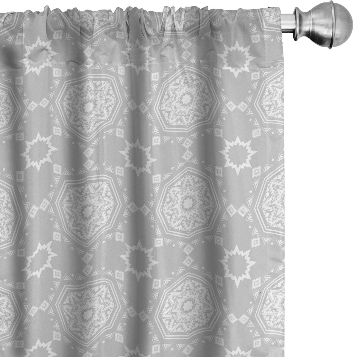 ABAKUHAUS Sterrenmandala – Gordijnen 2-delig set 75x225 cm – microvezel, halfdonker, lichtgrijs/wit Pale Grau