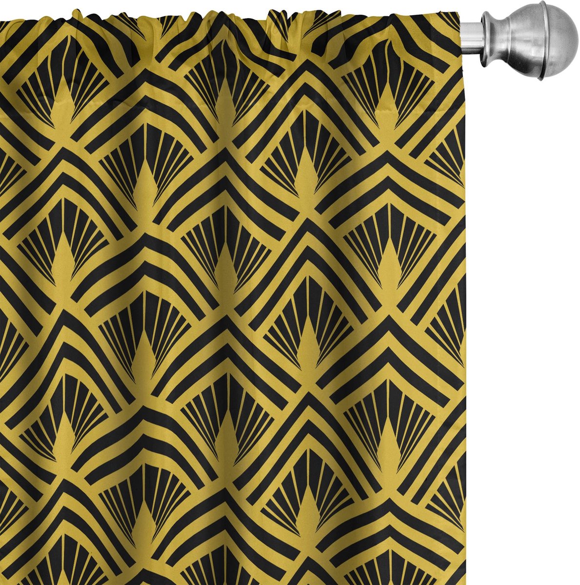 ABAKUHAUS Abstrakt Voorhangen – 2x75x175 cm – Microvezel – Geel/Antraciet