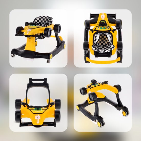sun baby Loopstoel, baby walker vanaf 6 maanden, verstelbare hoogte, geluiden, lichten, spiegels - Geel — afbeelding 5