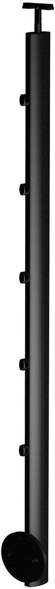 Kordo - Balustradepaal voor zijmontage - Prestio - Zwart aluminium