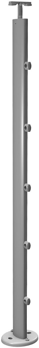 Kordo - Balustradepaal voor vlakke montage - Prestio - Grijs aluminium