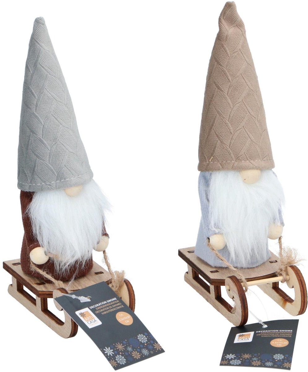 Arti Casa - Gnome op slee - Kerst - Kerstdecoratie - 2 stuks