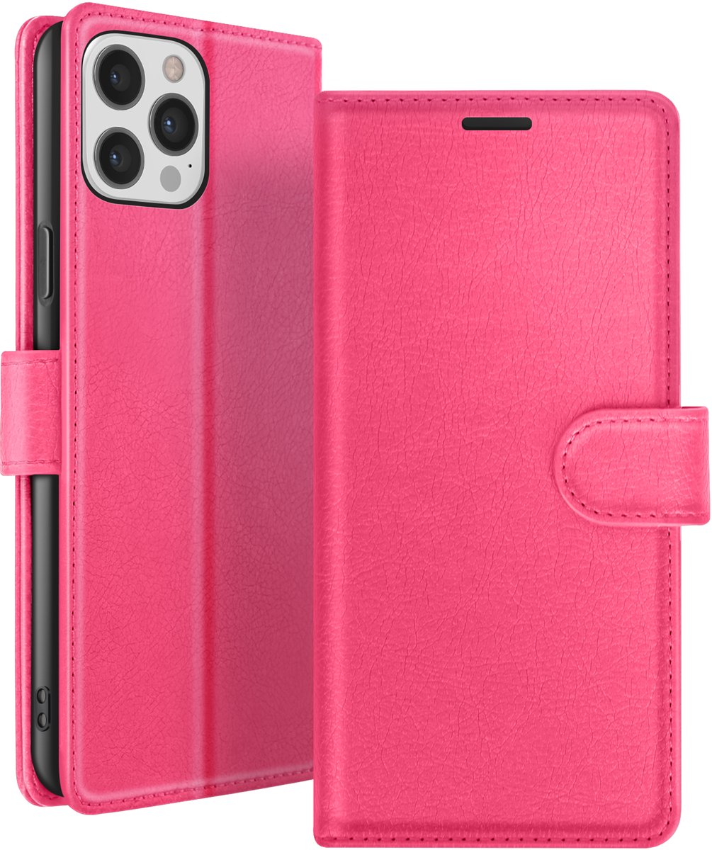 Zanae, Hoesje geschikt voor iPhone 12 Pro Max - Wallet Case & Magneetsluiting, Fuchsia