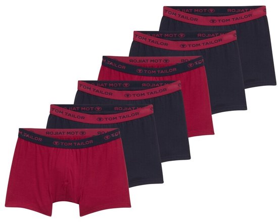 Tom Tailor - Korte boxershorts in een pak van 6 - Maat S/4 - rot-dunkel-multicolor1