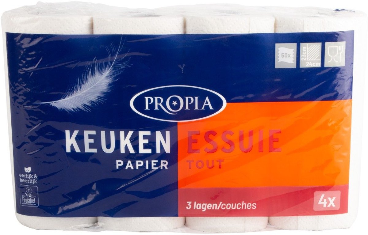 Propia - keukenpapier 3 laags - 4 rollen - keukenrollen - professioneel