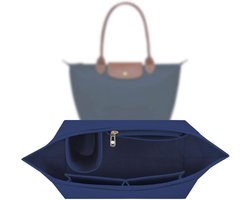Binnentas - Organiser geschikt voor Longchamp Bag, Bag Organiser geschikt voor Longchamp , Organiser geschikt voor Longchamp Pliage , Purse Organiser, Multi-Pocket Felt Handbag Organiser for Insert Wallet, Marineblauw,M