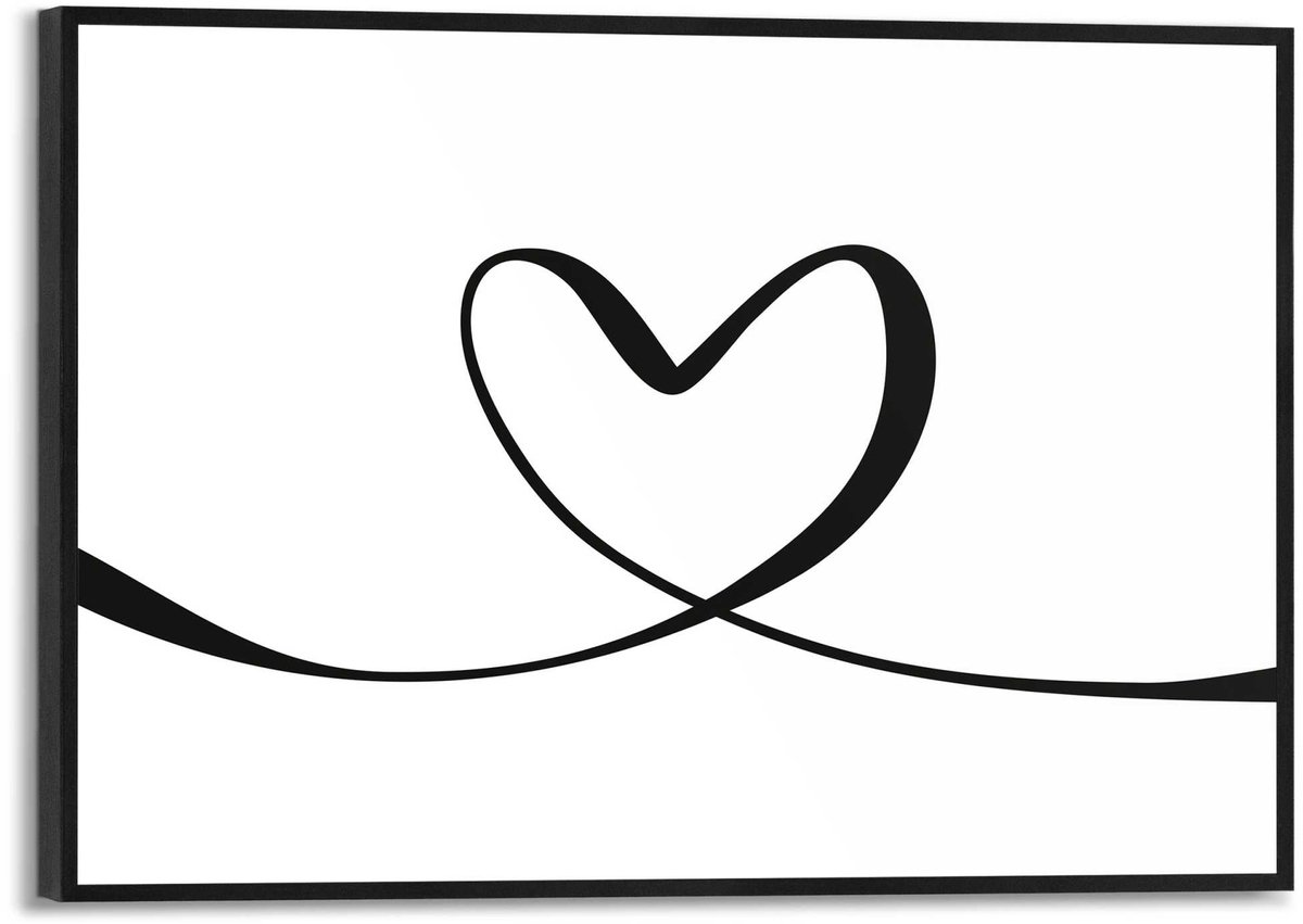 REINDERS Schilderij Heart Lines - 20 x 30 - Hout - REINDERS Zwart-Wit Zwart