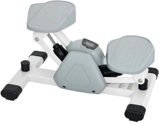 Mini Stepper - Fitness Stepper - LCD-Display - 2 Wielen - Antislip Pedalen - Traploper - Aerobic Step - Crossfit - Trainingsapparaat - Voor Thuis & Kantoor - Grijs
