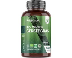 WeightWorld Biologische Gerstegras capsules - 2000 mg Barley Grass per portie - 240 vegan capsules voor 2 maanden voorraad