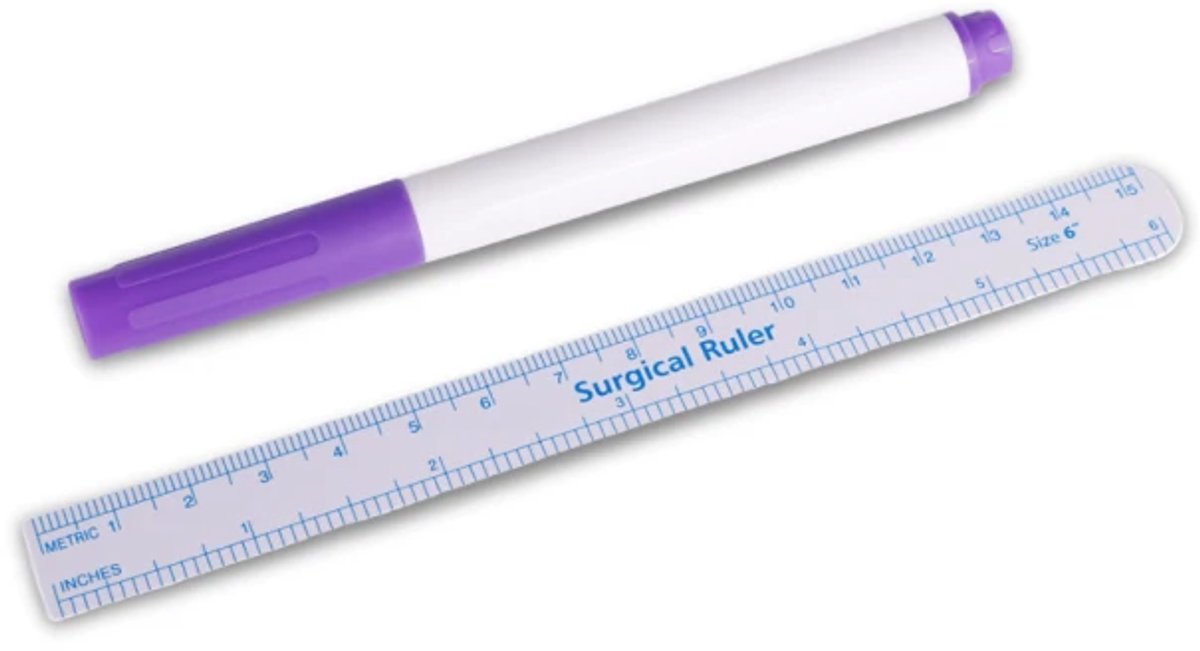 Steriele Marker - Ultrafine tip stift met maatstaaf - Paars - Sterile Surgical Skin Marker - Single Use
