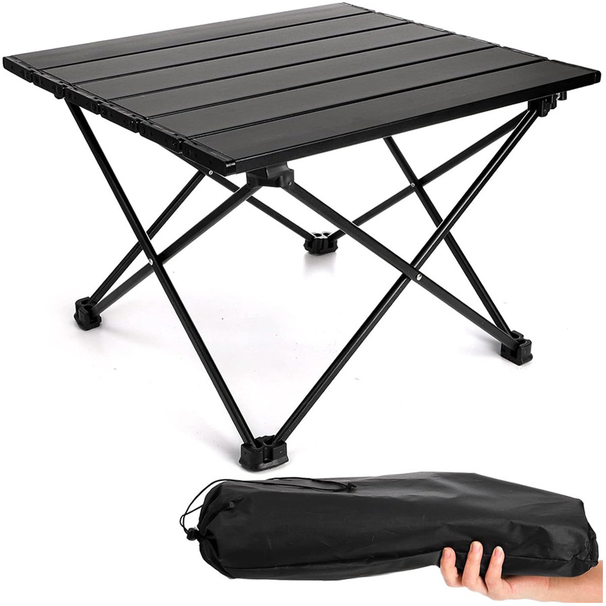 Campingtafel - Klaptafel van Aluminium - Oprolbaar Tafelblad - Opvouwbare Campingtafel - Reistafel - Tuintafel - Weerbestendig - Draagtas