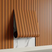 Zelfklevend 3D Wandpaneel - Noten Look - PVC Plank 300x40 cm Voor Muur & Plafond - Geluidswerend