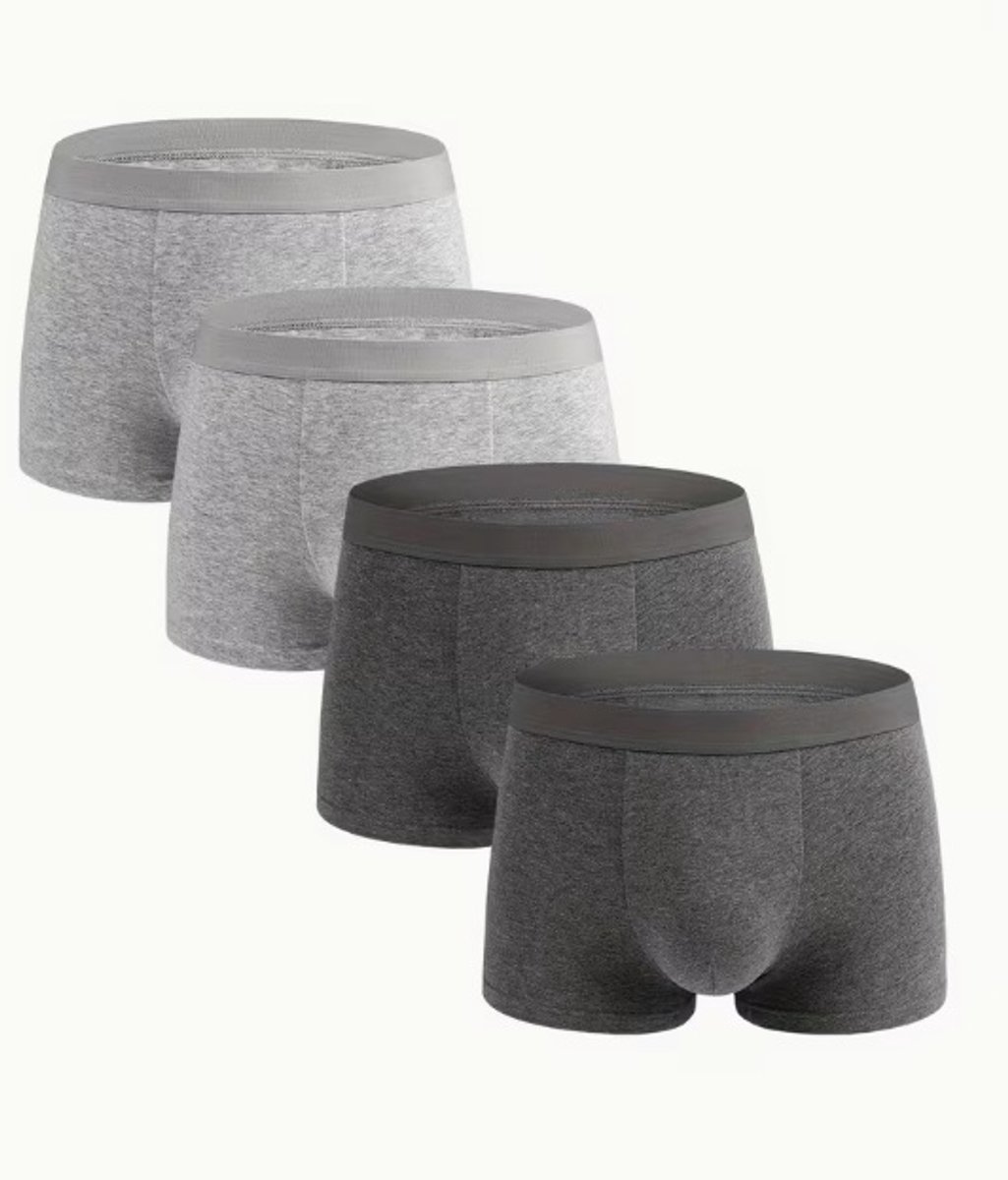BamBella ® - Boxershorts - 4 stuks - maat S/M - katoenen Boxer short onderbroek lang Grijs heren onderbroeken
