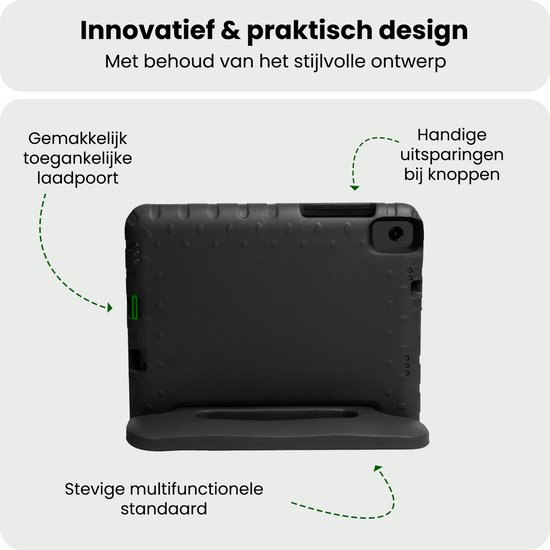 Hoesje Geschikt voor Samsung Galaxy Tab A11 Plus / A9 Plus - Met 2x Screenprotector - Kinderhoes Shockproof Bumper - Kidsproof Case - Tablet Hoes - Kinder Hoes Cover - Zwart