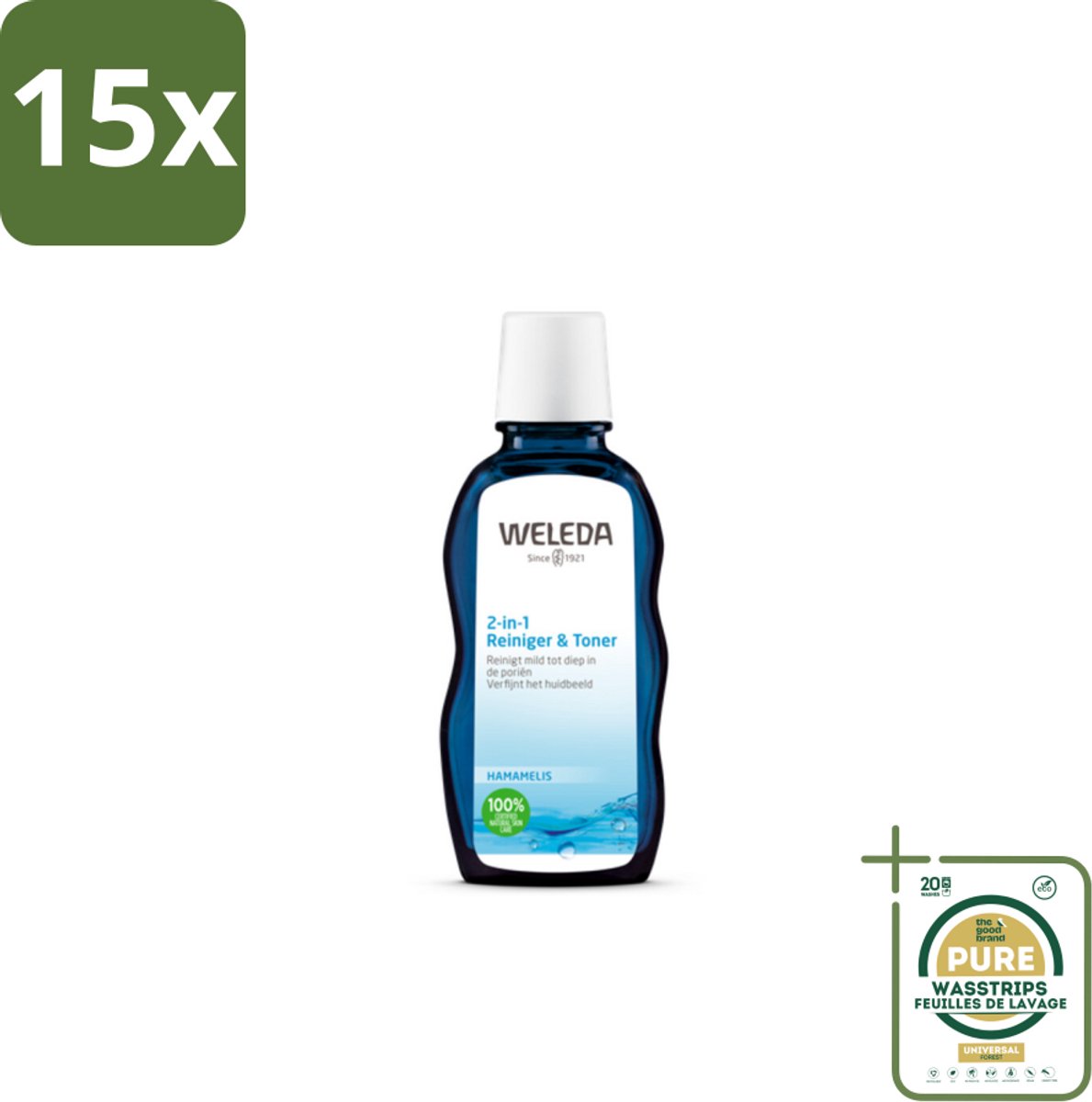 15 x WELEDA - Reiniger & Toner 2‑in‑1 - 100 ml - Grootverpakking - Gezichtsreiniger - Gezichtsverzorging - 2-in-1 - Natuurlijke Reiniger - Huidverzorging