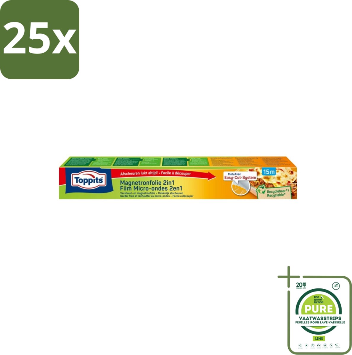 25 x Toppits – Magnetronfolie 2-in-1 – 15 m - Grootverpakking - Magnetronfolie - Bewaren - Opwarmen - Stoomafgifte - Versheid