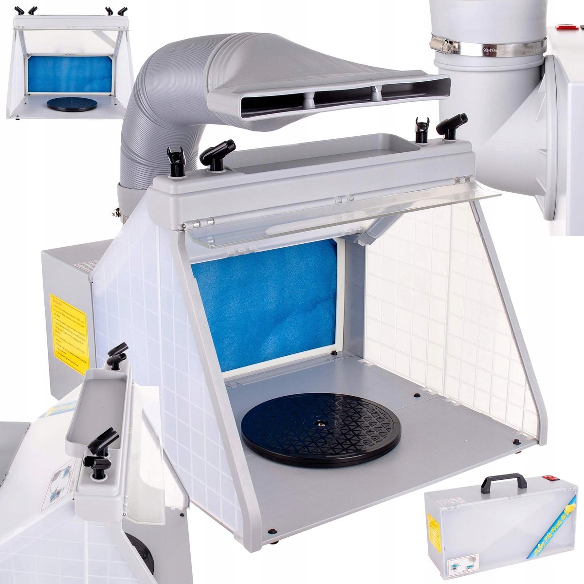 Spuitcabine met LED-verlichting en 4 aerograafhouders