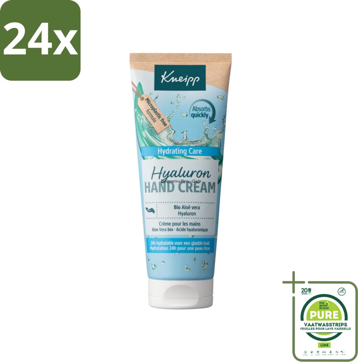 Kneipp – Aloë Vera Bio – Handcrème met Hyaluronzuur – 75 ml - Voordeelverpakking - 24 stuks - Handcrème - Hyaluronzuur