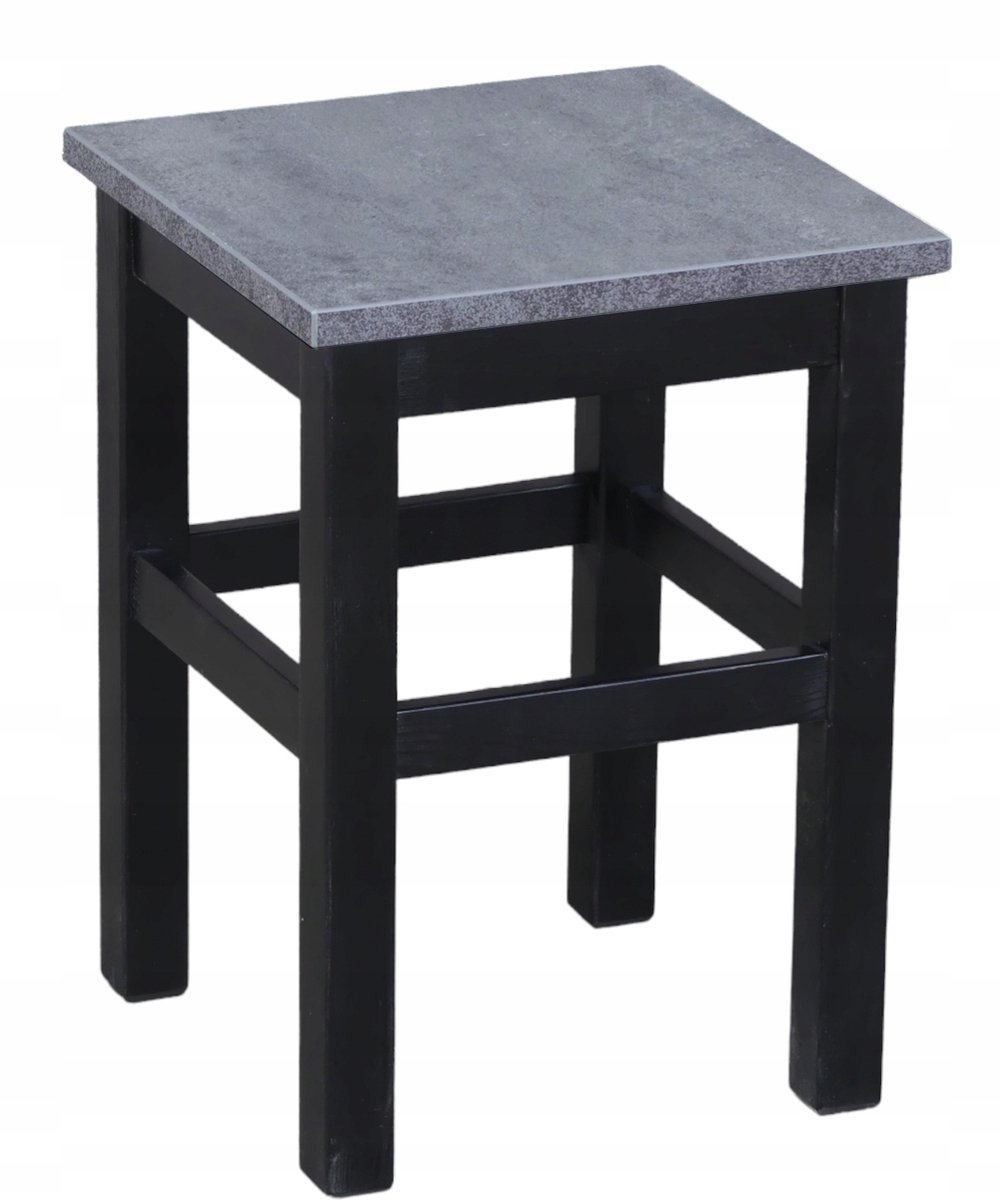 Zwarte Keukentabouret met Betonkleurige Zitting - 45cm Hoog