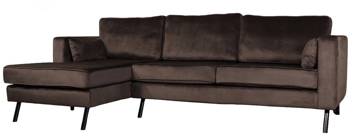 Hoekbank Hilde 270cm loungebank donkergrijs velvet links bankstel hoeksalon zetel