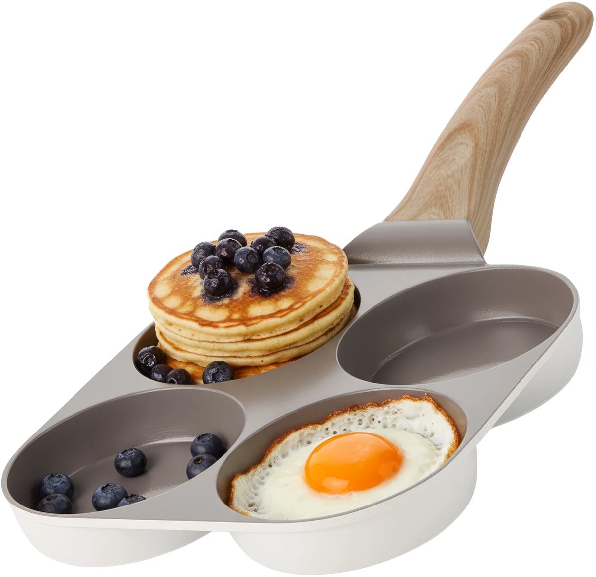 Alice by ISENVI Eierpan - 4-In-1 - American Pancake Pan - Keramisch - Koudgreep - Pannenkoekenpan - voor o.a. Inductie - PFAS, PTFE Vrij - Beige