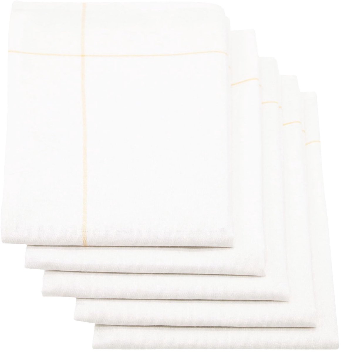 Unyqoos® Set van vijf luxe half linnen theedoeken met gele accenten