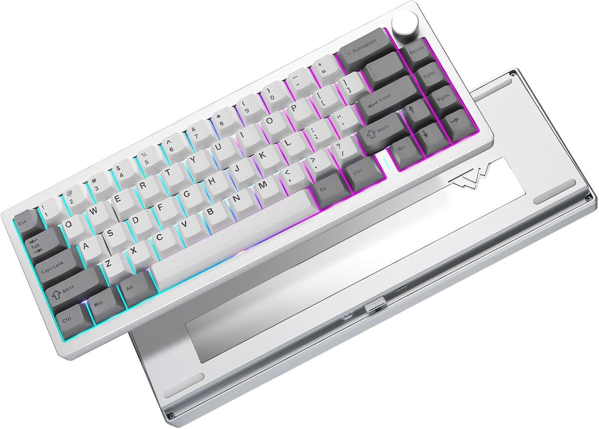 Yunzii AL68 - CNC Aluminium Toetsenbord - 65% Layout (68 Toetsen) - Gasket Mount - Hot-Swappable - Tri-Mode (Bluetooth/2.4G/USB-C) - Premium PBT Keycaps - Zilver