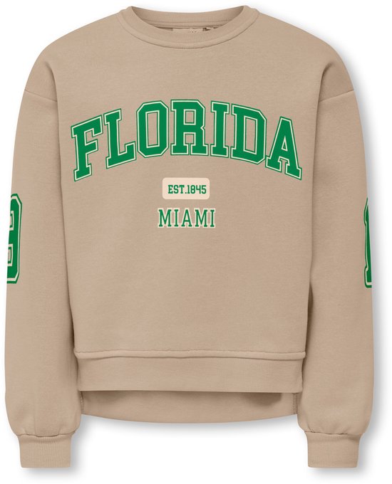 Pull à manches S et col rond ONLY KOGVICTORY LIFE Filles - Humus Florida/Vert Medium