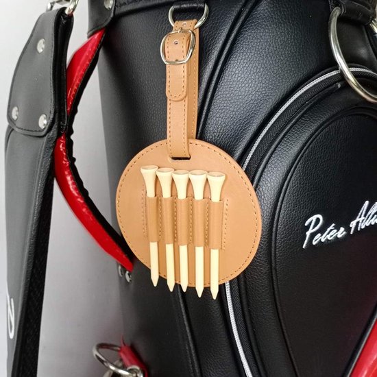 Golf tee organizer - Voordelig setje - Kan aan de banden van golftassen worden gehangen - Premium leren materiaal - Ideaal cadeau voor mannelijke en vrouwelijke golfers van Merkloos — afbeelding 2