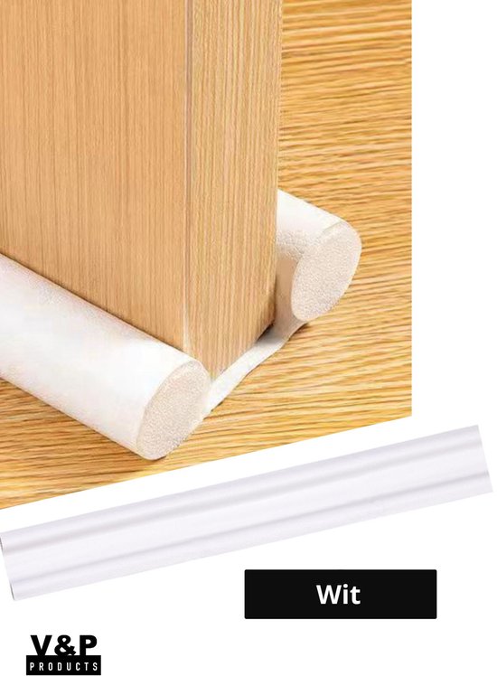 Boudin de porte V&P Products - Wit - Boudin de porte - Bourrelets isolants Bas de porte adhésifs -courant d'air - Rouleau anti-courant d'air - Double face - Réglable - Coussin anti-courant d'air - Bande isolante - Isolation - Boudin de porte réglable