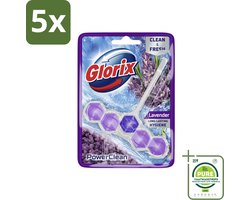 5 x Glorix - Toiletblok - Power Clean Lavendel - Frisse Geur - 1 blok - Grootverpakking - Toilet Schoonmaak - Toiletblok - Lavendelgeur - Kalk Verwijderaar - Toilet Hygiëne