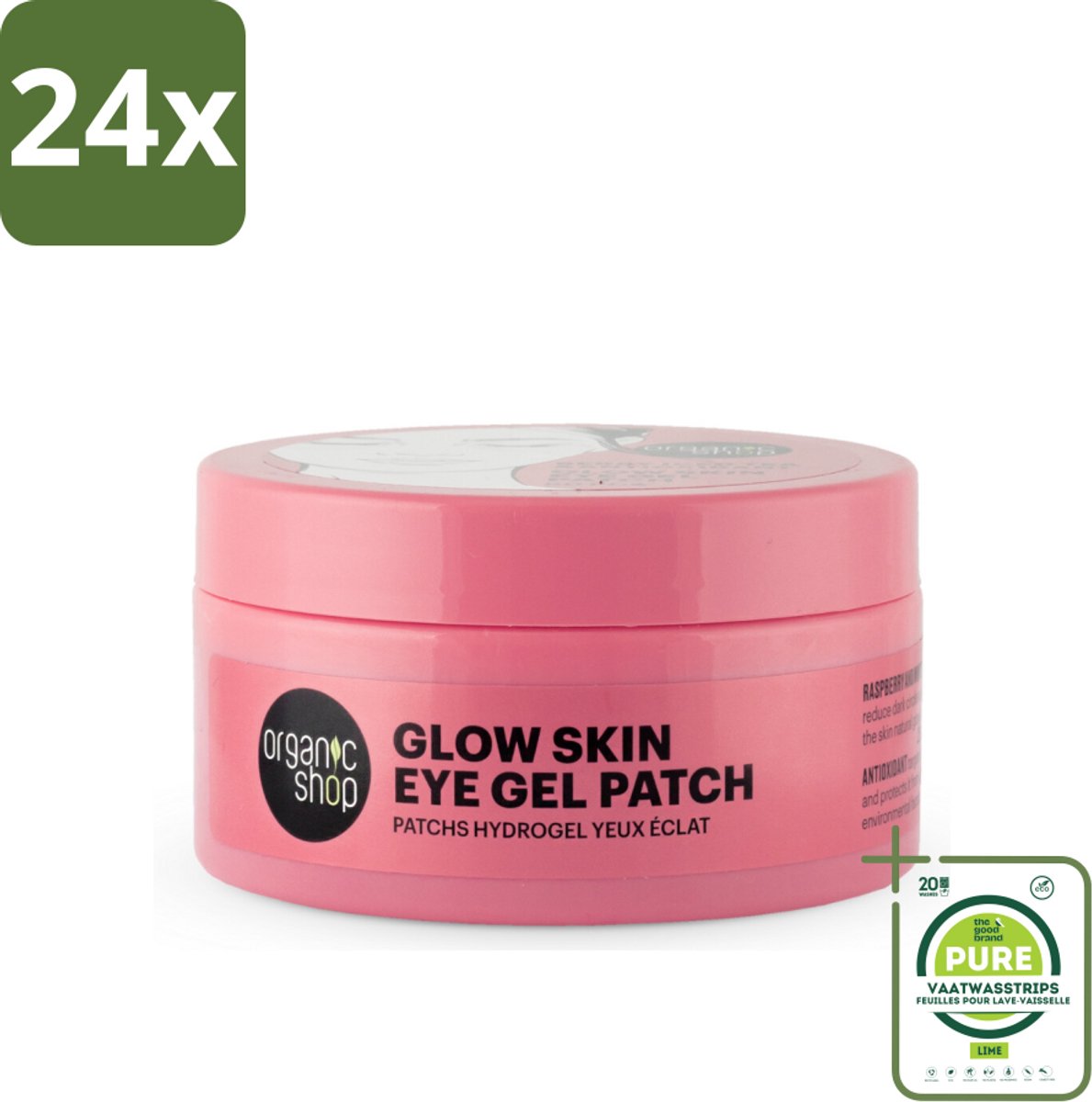 Organic Shop - Eye Gel Patch Berry Iced Tea & Antioxidant - Kalmerend en Hydraterend - 60 Patches - Voordeelverpakking - 24 stuks - Oogpatches - Oogverzorging