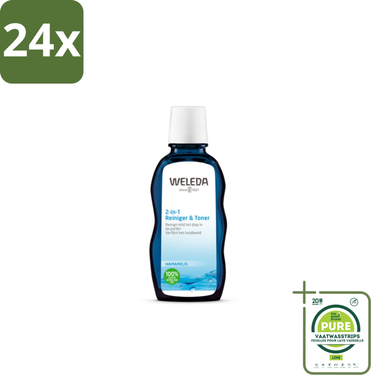 WELEDA - Reiniger & Toner 2‑in‑1 - 100 ml - Voordeelverpakking - 24 stuks - Reiniger - Toner