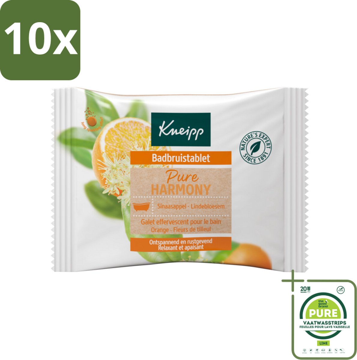 10 x Kneipp - Badbruistablet - Oranje lindebloesem - Grootverpakking - Badtablet - Badproduct - Oranje Lindebloesem - Ontspanning - Stressvermindering