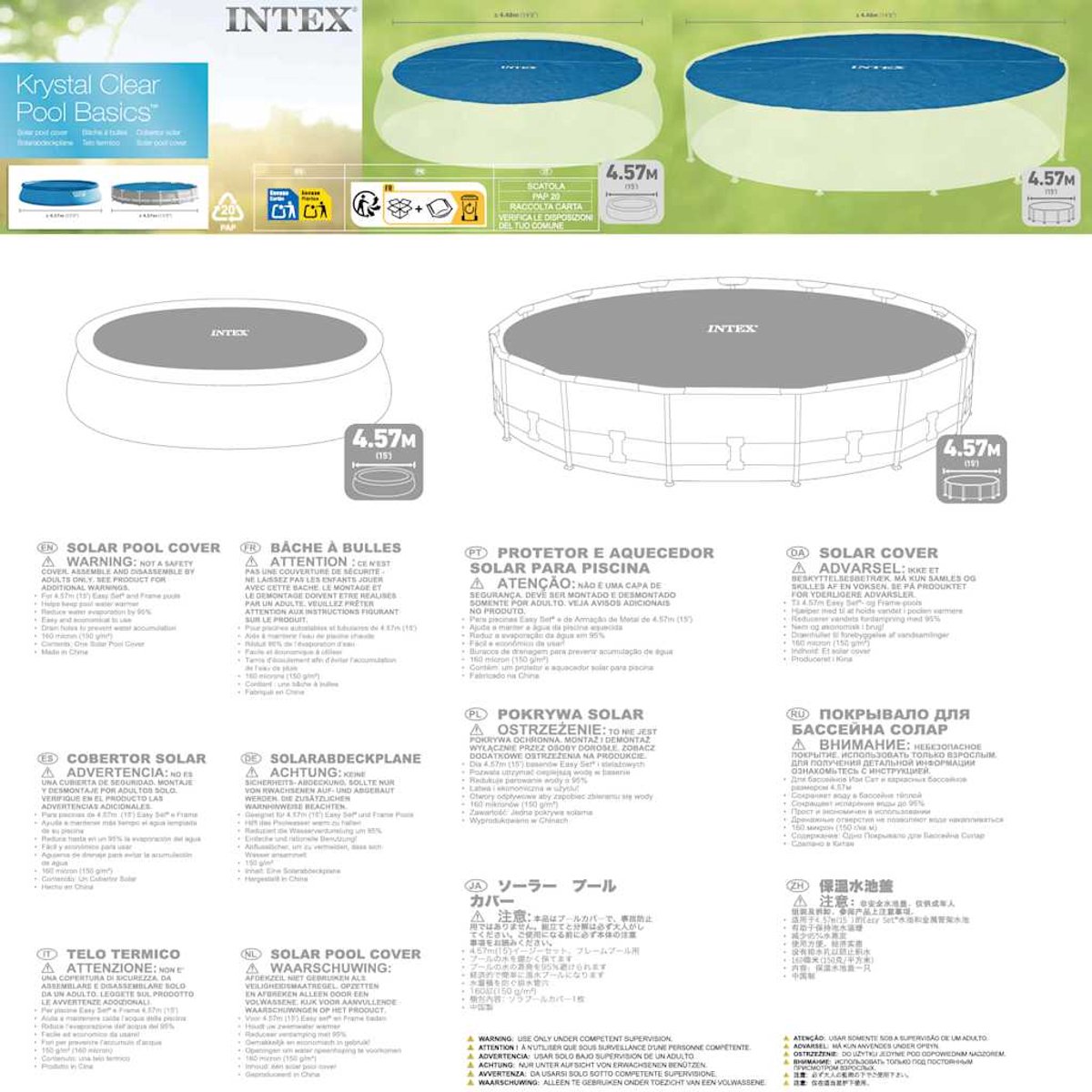 Intex Solar Zwembad Afdekzeil - Easy Set & Frame Zwembad Ø 457 cm — afbeelding 13