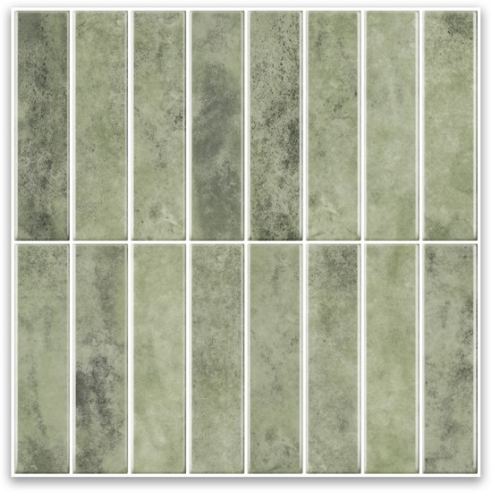 24Supply Plaktegels - 10 Stuks - Glans - Olijfgroen - 30.5x30.5cm