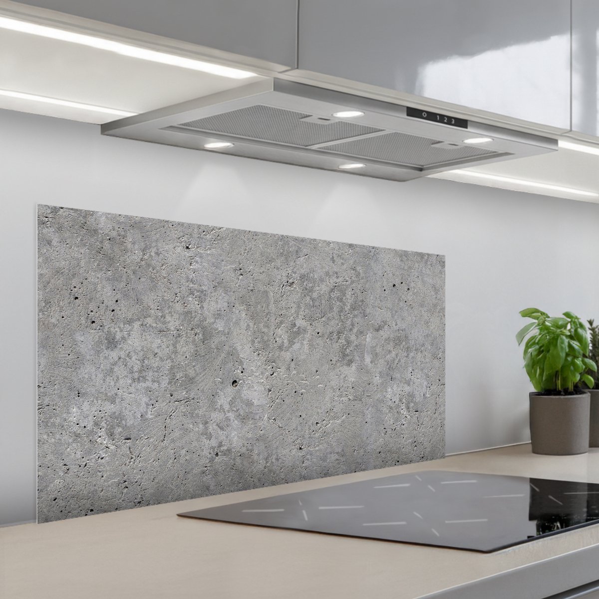 KitchenYeah Spatscherm 100x50 cm Zelfklevende achterwand Beton Leisteen Grijs Betonlook Keuken muurbeschermer Spatwand fornuis