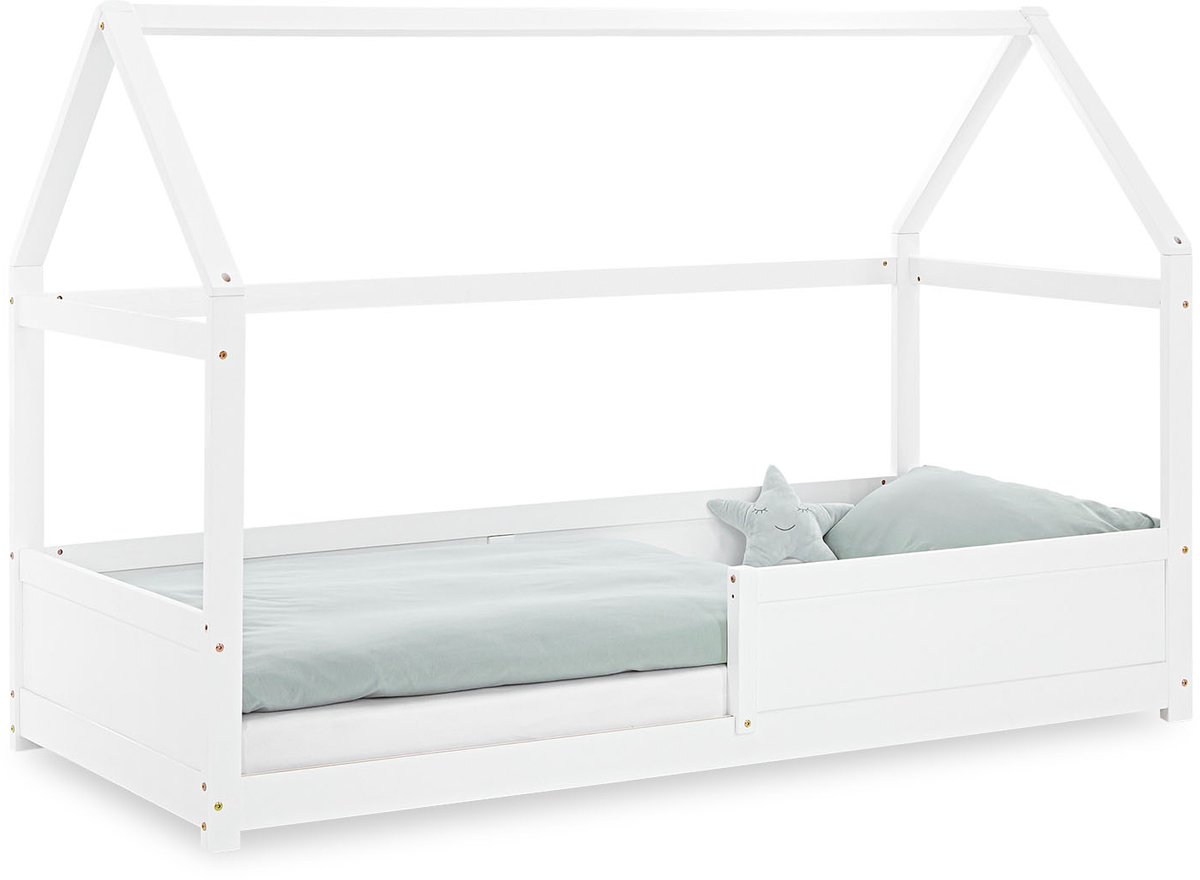 Homestyle4u Kinderbed - 90x200 cm - Wit - Huisbed - met lattenbodem