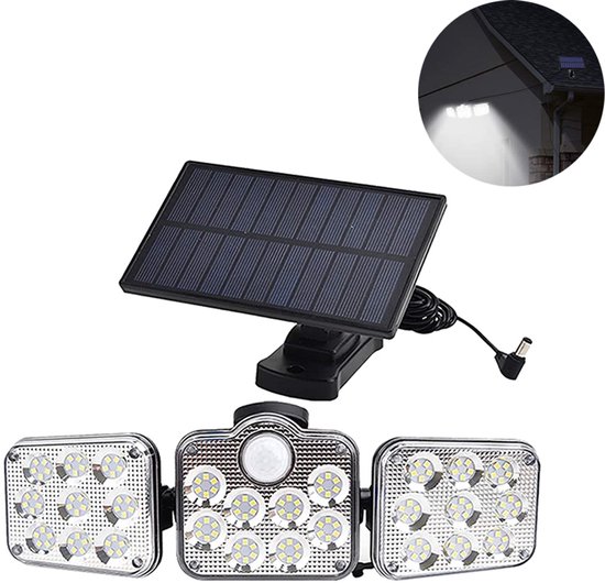 Buitenverlichting op Zonne-energie, 144 LED Beveiligingslichten op Zonne- Energie Met Bewegingssensor 300° Groothoekverlichting, IP65 Waterdichte Zonnetuinwandlampen Voor Voordeur Tuin Garage(4 Pak