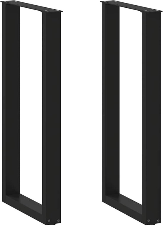 vidaXL - Pieds de table basse - 2 - pcs - En forme de U - 40x(100-101) - cm - acier - noir
