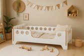 WoodWorks Kinderbed 70x140 cm – MDF Wit – Veilig Peuterbed met Uitvalbeveiliging – Geschikt voor Peuters & Kleuters – Stevig & Stijlvol Design